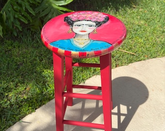Hand-painted Mermaid Barstool: Upcycled Vintage Whimsical Art