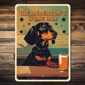 Personalized Dog Bar Sign, Dachshund Dog Bar Sign, Dog Lover Gift, Unique Gift For Dog Owners, Dachshund Gift, Custom Gift, Dog Metal Sign