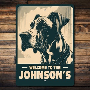 Personalized Great Dane Sign, Great Dane Welcome Sign, Great Dane Dog, Custom Gift For Dog, Custom Dog Gift, Great Dane Sign, Dog Metal Sign