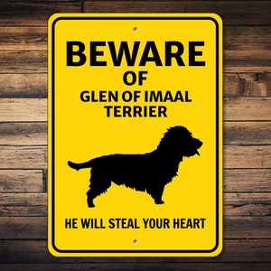 Glen Of Imaal Terrier Sign, Beware Dog Sign, Dog Silhouette Sign, Glen dog Owner Gift, Dog Warning Sign, Glen Dog Wall Decor, Dog Metal Sign