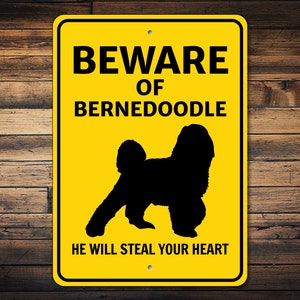 Beware of Bernedoodle Dog Sign, Bernedoodle Decor, Bernedoodle Gift, Bernedoodle Wall Sign, Dog Breed Warning Sign, Dog Metal Sign