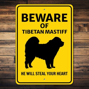 Tibetan Mastiff Sign, Beware Dog Sign, Dog Breed Sign, Tibetan Mastiff Gift, Dog Warning Sign, Mastiff Decor, Mastiff Lover, Dog Metal Sign
