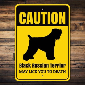 Black Russian Terrier Sign, Caution Dog Sign, Dog Breed Sign, Russian Terrier Gift, Dog Lover Gift, Guard Dog Sign - Dog Metal Sign