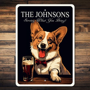 Welsh Corgi Sign, Welsh Corgi Gift, Welsh Corgi Owner, Welsh Corgi Bar Gift, Family Welsh Corgi, Welsh Corgi Wall Art, Dog Sign - Metal Sign