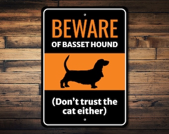 Basset Hound Sign: Beware of Dog, Vintage Style Aluminum Decor - Etsy