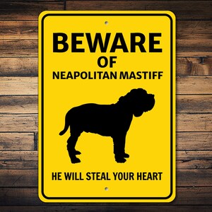 Neapolitan Mastiff Sign, Beware Dog Sign, Dog Breed Sign, Mastiff Gift, Dog Warning Sign, Mastiff Lover, Mastiff Decor, Dog Metal Sign