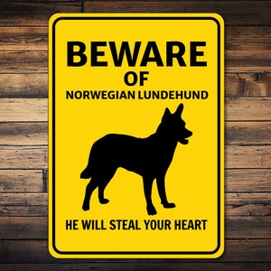 Norwegian Lundehund Sign, Beware Dog Sign, Dog Breed Sign, Lundehund Gift, Dog Warning Sign, Lundehund Decor, Dog Metal Sign