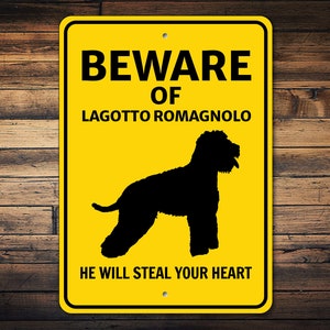 Lagotto Romagnolo Sign, Beware Dog Sign, Dog Breed Sign, Lagotto Gift, Dog Warning Sign, Lagotto Lover, Lagotto Decor, Dog Metal Sign