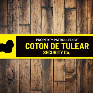 Panneau Coton De Tuléar, Panneau de sécurité pour chien, Panneau de patrouille de chien, Panneau de clôture pour chien, Cadeau d’amant de chien, Cadeau Coton, Décor de sécurité à domicile, Panneau en métal pour chien