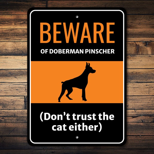 Doberman Pinscher Sign, Dog Silhouette Sign, Doberman Lover Gift, Dog Warning Sign, Doberman Dog Decor, Funny Home Decor, Dog Metal Sign