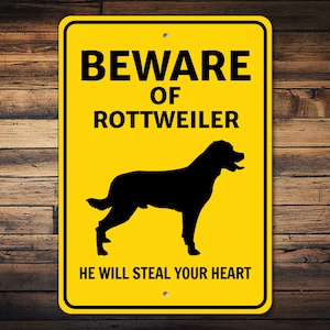 Beware of Rottweiler Dog Sign, Dog Breed Sign, Rottweiler Gift, Dog Warning Sign, Rottweiler Decor, Rottweiler Lover, Dog Metal Sign