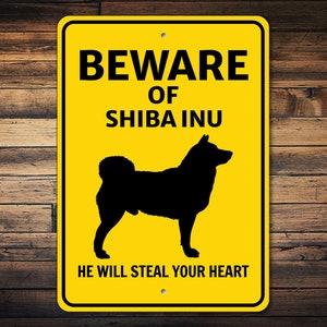 Beware of Shiba Inu Dog Sign, Dog Breed Sign, Shiba Inu Gift, Dog Warning Sign, Shiba Inu Decor, Shiba Inu Lover, Dog Metal Sign