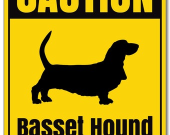 Caution Dog Sign, Basset Hound Sign, Dog Silhouette Sign, Basset