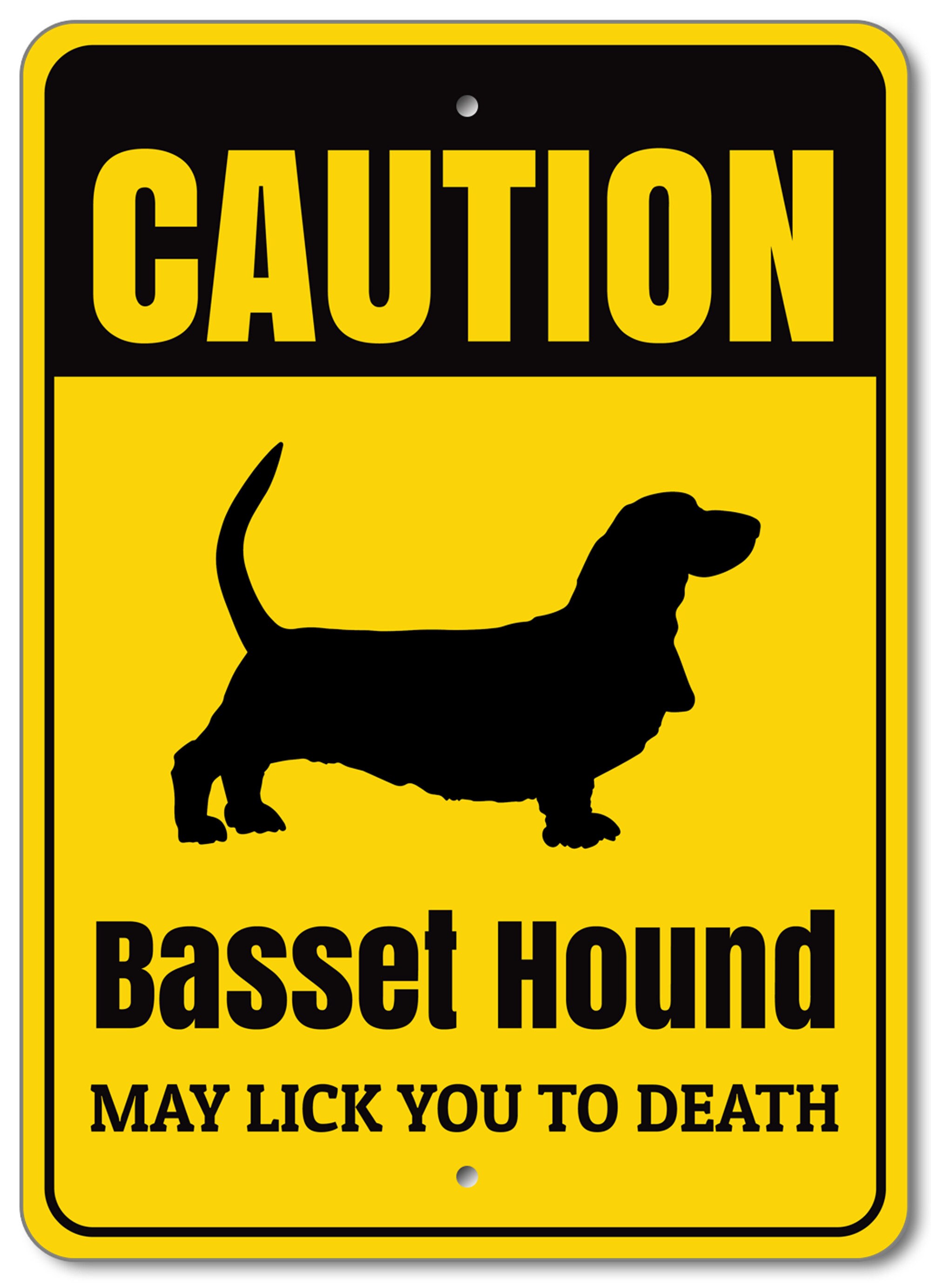 Caution Dog Sign, Basset Hound Sign, Dog Silhouette Sign, Basset