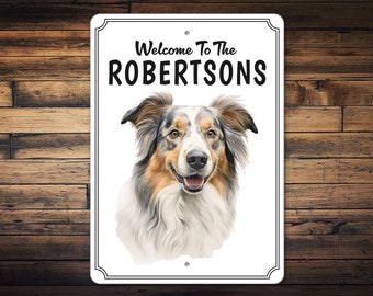 Personalisierbares Australian Shepherd Zeichen | Australian Shepherd Geschenk | Australian Shepherd Dog Decor | Hundeschild aus Metall | Benutzerdefiniertes Metallschild