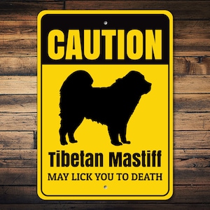 Tibetan Mastiff Sign, Caution Dog Sign, Dog Gate Sign, Mastiff Decor, Outdoor Dog Sign, Mastiff Gift, Dog Warning Sign - Dog Metal Sign