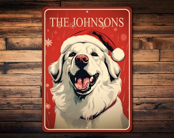 Signo de Navidad de los Pirineos, Navidad de los Pirineos, Signo de Perro de los Pirineos, Signo de Vacaciones de los Pirineos, Signo de Bienvenida del Perro, Signo de Navidad - Signo de Metal