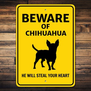 Chihuahua Dog Sign, Beware Dog Sign, Dog Silhouette Sign, Chihuahua Gift, Dog Breed Sign, Chihuahua Decor, Chihuahua Dog Metal Sign
