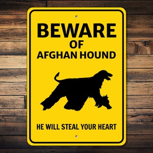 Afghan Hound Sign, Beware Dog Sign, Afghan Hound Decor, Afghan Hound Owner Gift, Afghan Hound Gift, Afghan Hound Lover Sign, Quality Metal