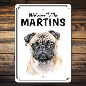 Custom Pug Dog Sign | Pug Porch Decor Gift | Family Pug Dog Gift | Sign For A Dog | Porch Sign Decor | Decor For Pugs | Metal Sign