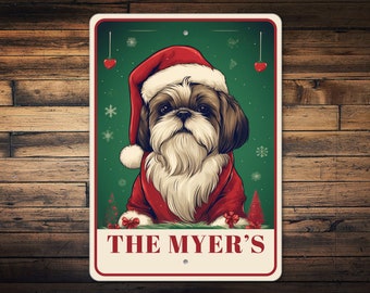 Shih Tzu Navidad, Shih Tzu, Regalo de Shih Tzu, Regalo de perro personalizado, Signo de perro personalizado, Regalo de Navidad, Decoración de Shih Tzu, Signo de Shih Tzu - Letrero de metal