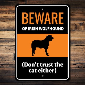 Irish Wolfhound Sign, Irish Wolfhound Gift, Irish Wolfhound Decor, Dog Silhouette Sign, Funny Home Decor, Dog Humor Sign - Dog Metal Sign