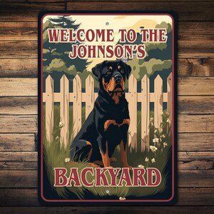 Custom Rottweiler Sign, Rottweiler Backyard Sign, Rottweiler Dog, Custom Gift For Dog, Custom Dog Gift, Rottweiler Sign, Dog Metal Sign