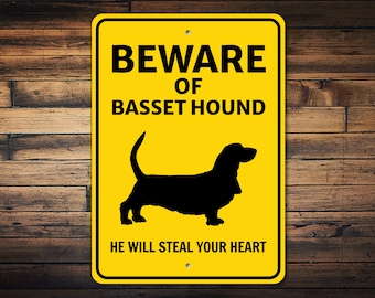 Basset Hound Sign: Beware of Dog, Vintage Style Aluminum Decor - Etsy