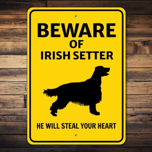 Irish Setter Sign, Beware Dog Sign, Dog Silhouette Sign, Irish Setter Gift, Dog Warning Sign, Irish Setter Decor, Dog Metal Sign