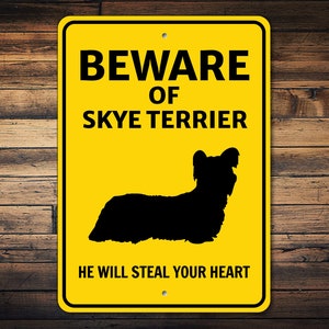 Skye Terrier Sign, Beware Dog Sign, Dog Breed Sign, Skye Terrier Gift, Dog Warning Sign, Terrier Decor, Terrier Lover, Dog Metal Sign
