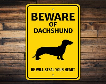 Dachshund Dog Sign, Beware Dog Sign, Dog Silhouette Sign