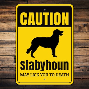 Caution Dog Sign, Stabyhoun Sign, Dog Gate Sign, Stabyhoun Decor, Stabyhoun Gift, Outdoor Dog Sign, Dog Warning Sign - Dog Metal Sign