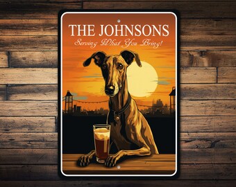 Anpassningsbar greyhound-hundskylt för husdjursägare, Anpassad hundskylt, Anpassad greyhound-skylt, Greyhound-hundägare - Anpassad metallskylt