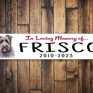 Bouvier des Flandres-bord | Vlaanderen Begrafenisbord | Bouvier Vlaanderen-bord | Hond geheugen cadeau | Hond geheugen cadeau | Bouvier Vlaanderen | Metalen bord