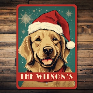 Golden Retriever Christmas, Christmas Dog Sign, Custom Dog Sign, Christmas Gift, Golden Retriever, Retriever Dog Sign - Custom Metal Sign