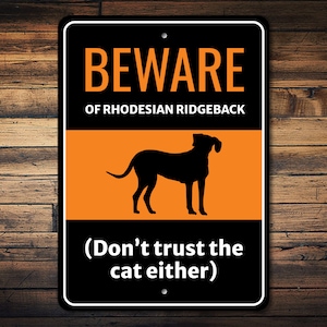 Cartello 'Attenti Al Cane' Rhodesian Ridgeback - Targhetta Metallica Da Esterno - Foto 4