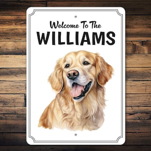 Golden Retriever Sign | Golden Retriever Gift | Golden Retriever Dog Gift | Porch Sign For A Dog | Porch Sign Decor | Dog Sign | Metal Sign