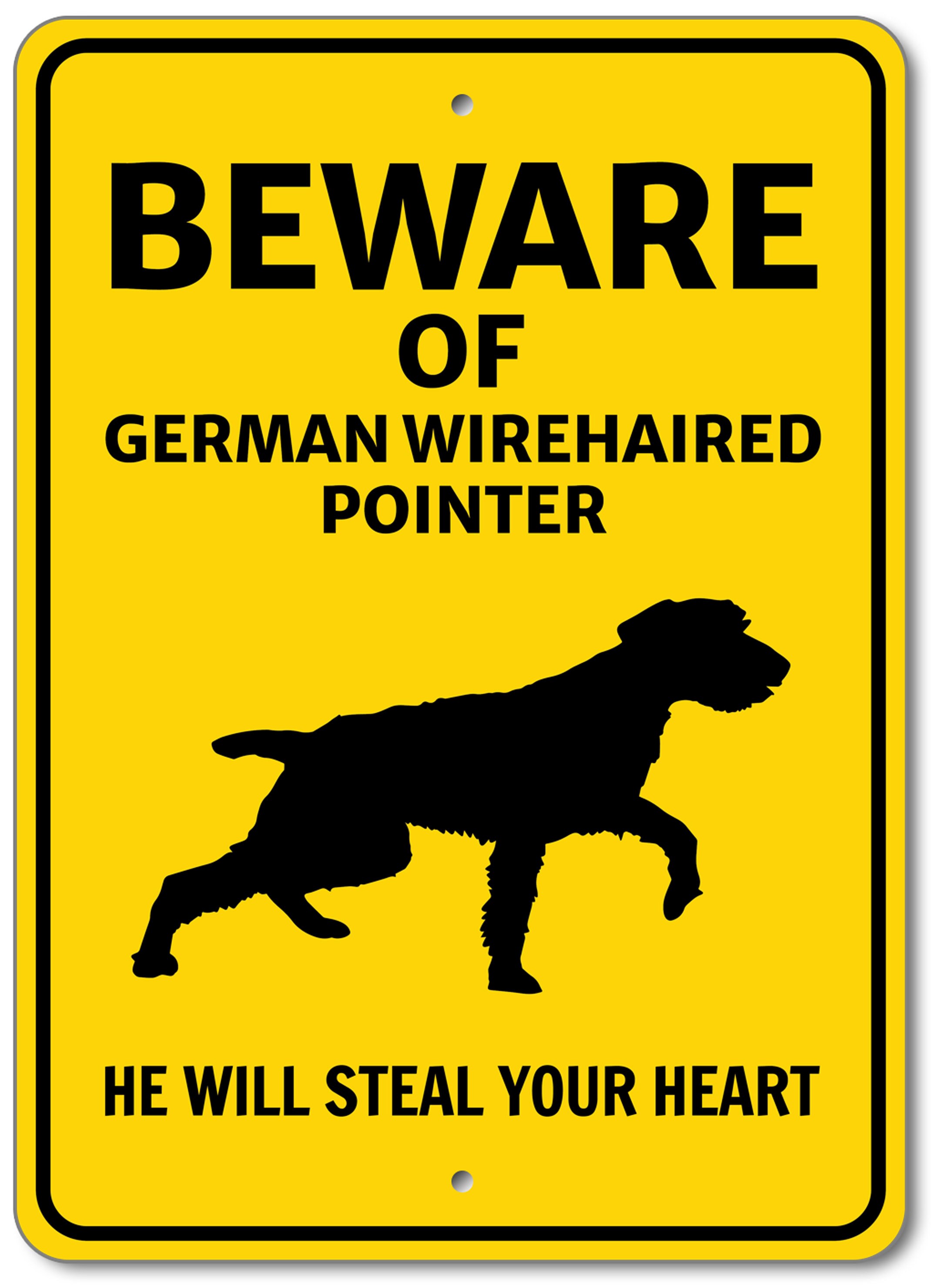 Beware Dog Sign, German Wirehaired Pointer, Dog Silhouette Sign