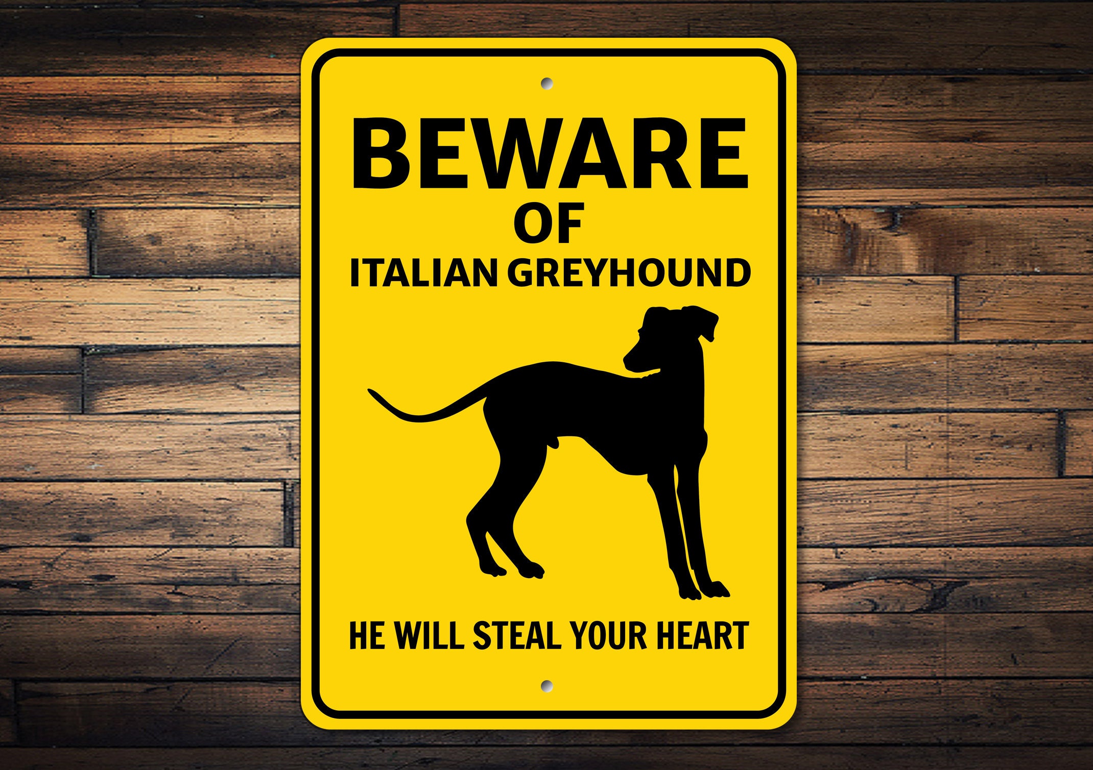 Italian Greyhound Sign, Beware Dog Sign, Dog Breed Sign, Greyhound