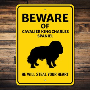 Cavalier King Charles Spaniel, Beware Dog Sign, Spaniel Gift, Dog Breed Sign, Spaniel Owner, Spaniel Wall Sign, Dog Metal Sign