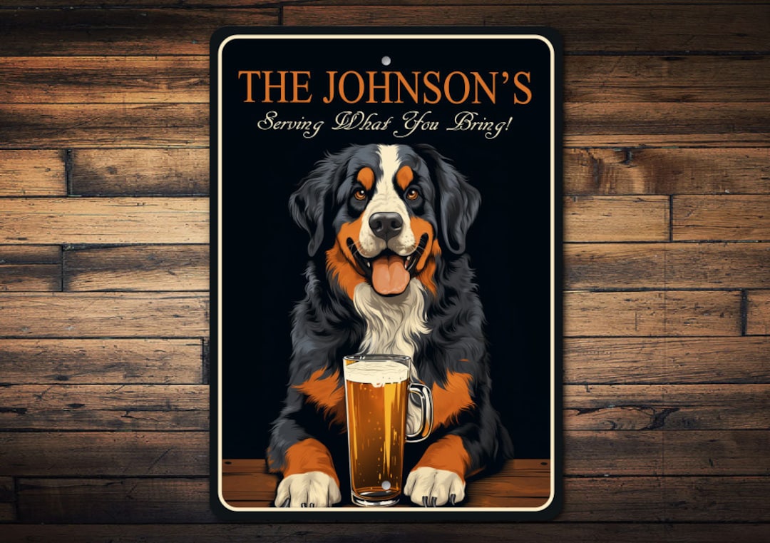 Bernese Mountain Dog Mailbox Topper – Powder Coated Steel Sign With Mounting Hardware – Made In USA