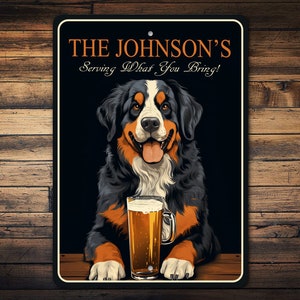 Bernese Mountain Dog Sign, Bernese Mountain Dog Gift, Bernese Mountain, Bernese Mountain Bar Gift, Bernese Mountain Dog Owner - Metal Sign