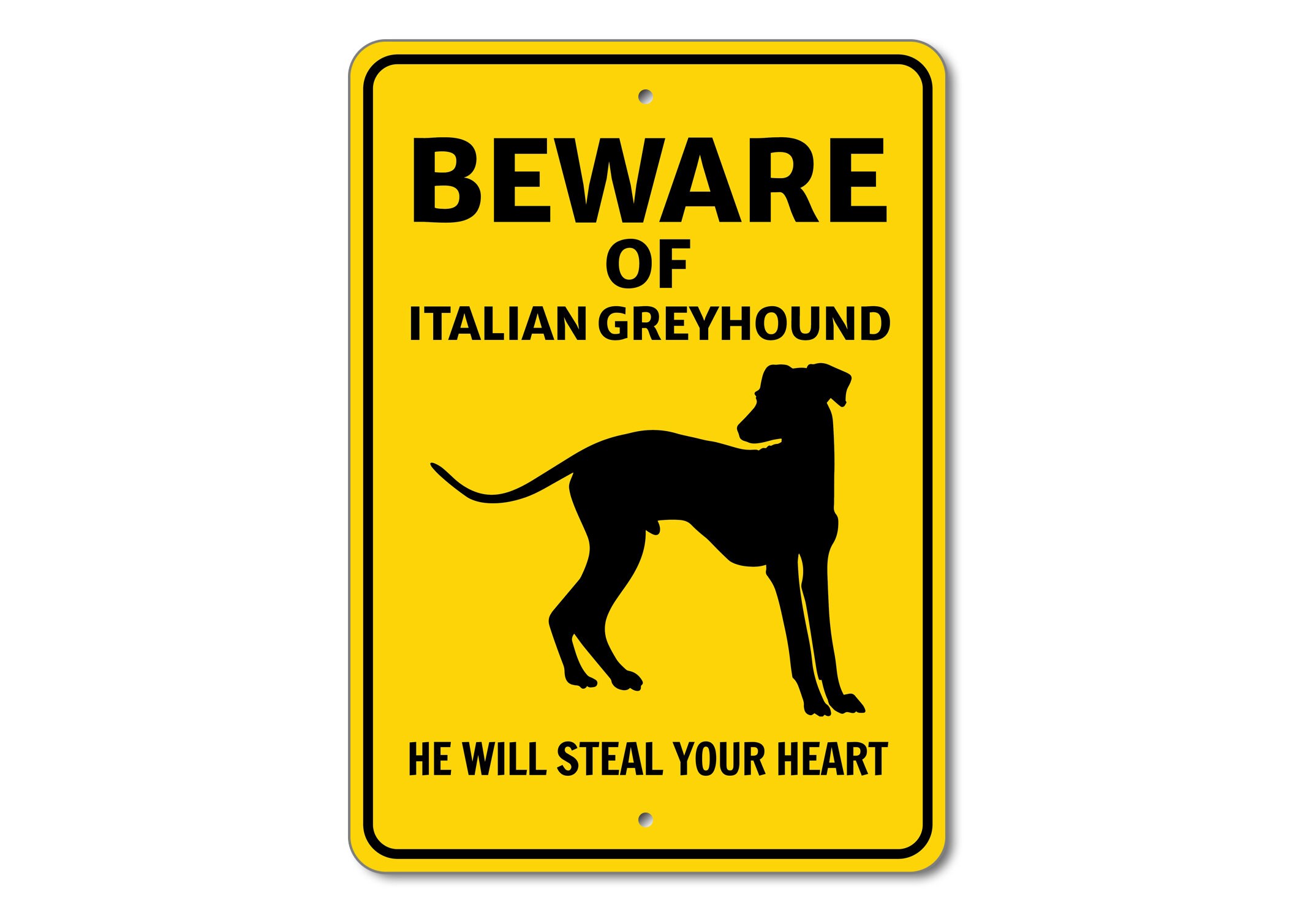 Italian Greyhound Sign, Beware Dog Sign, Dog Breed Sign, Greyhound