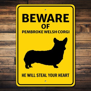 Pembroke Welsh Corgi Sign, Beware Dog Sign, Dog Breed Sign, Welsh Corgi Gift, Dog Warning Sign, Welsh Corgi Decor, Dog Metal Sign