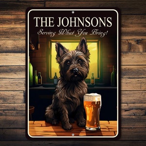 Cairn Terrier Dog Sign, Cairn Terrier Dog Sign, Cairn Terrier Gift, Dog Beach, Custom Dog Bar Gift, Custom Bar Sign - Metal Beach Sign