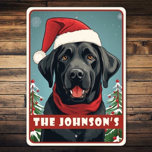 Black Lab Noël, Signe de Noël, Cadeau Labrador personnalisé, Cadeau de Noël personnalisé, Décor pour chien, Signe Labrador, Signe personnalisé - Signe en métal
