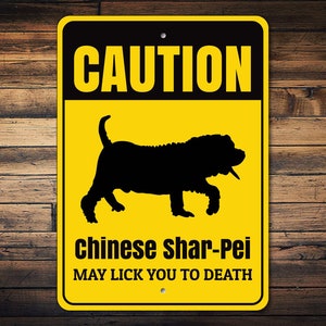 Caution Dog Sign, Chinese Shar-Pei, Dog Breed Sign, Dog Lover Gift, Shar-Pei Owner Gift, Dog Gate Sign, Dog Warning Sign - Dog Metal Sign