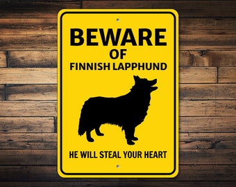 Finnish Lapphund Sign, Beware Dog Sign, Dog Silhouette Sign, Lapphund Owner Gift, Dog Warning Sign, Lapphund Wall Decor, Dog Metal Sign
