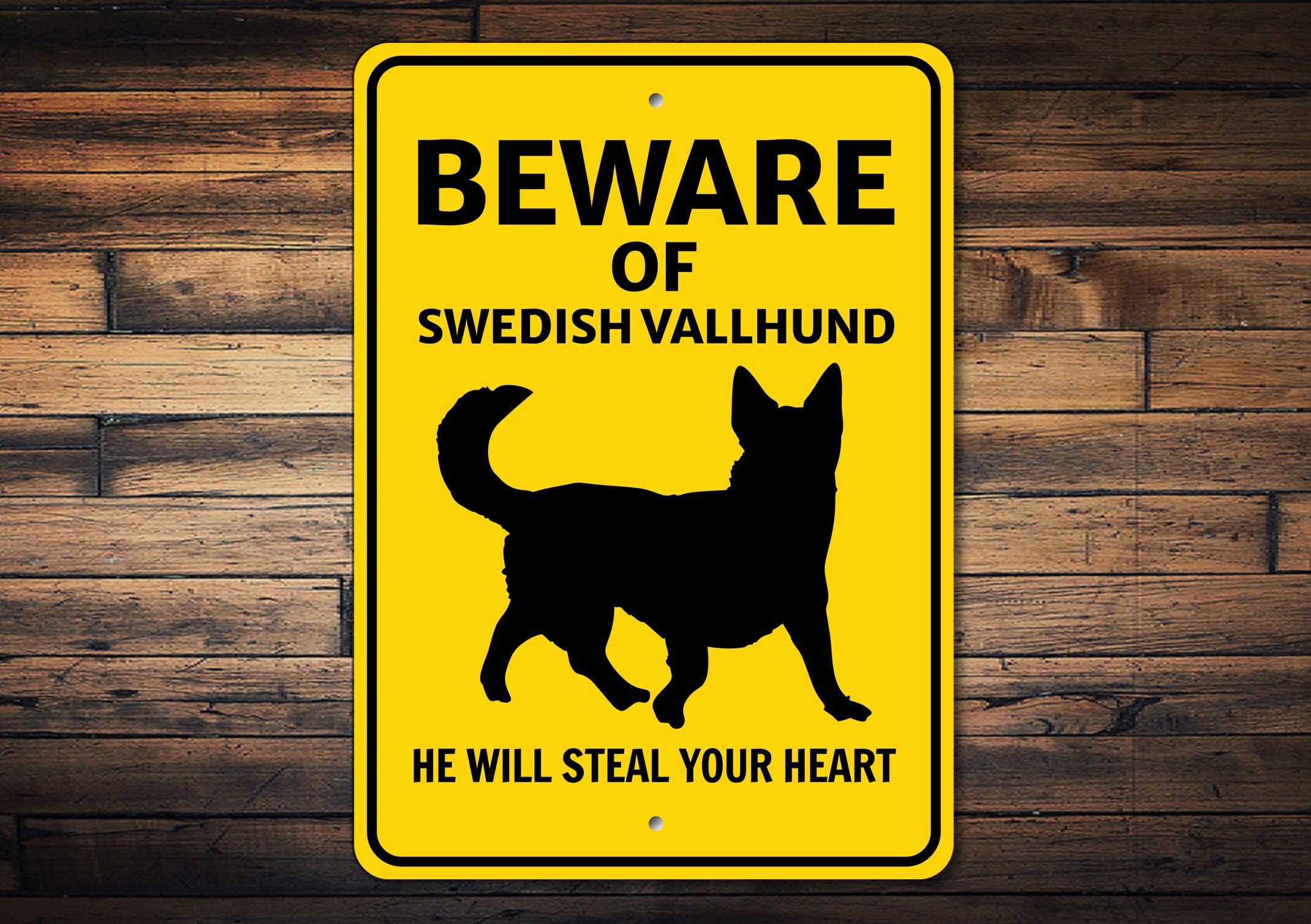 Swedish Vallhund Sign, Beware Dog Sign, Dog Breed Sign, Vallhund