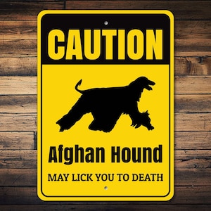 Caution Afghan Hound Sign, Dog Breed Warning Sign, Afghan Hound Gift, Dog Gate Sign, Home Decor, Dog Wall Sign, Funny Dog Sign, Metal Sign